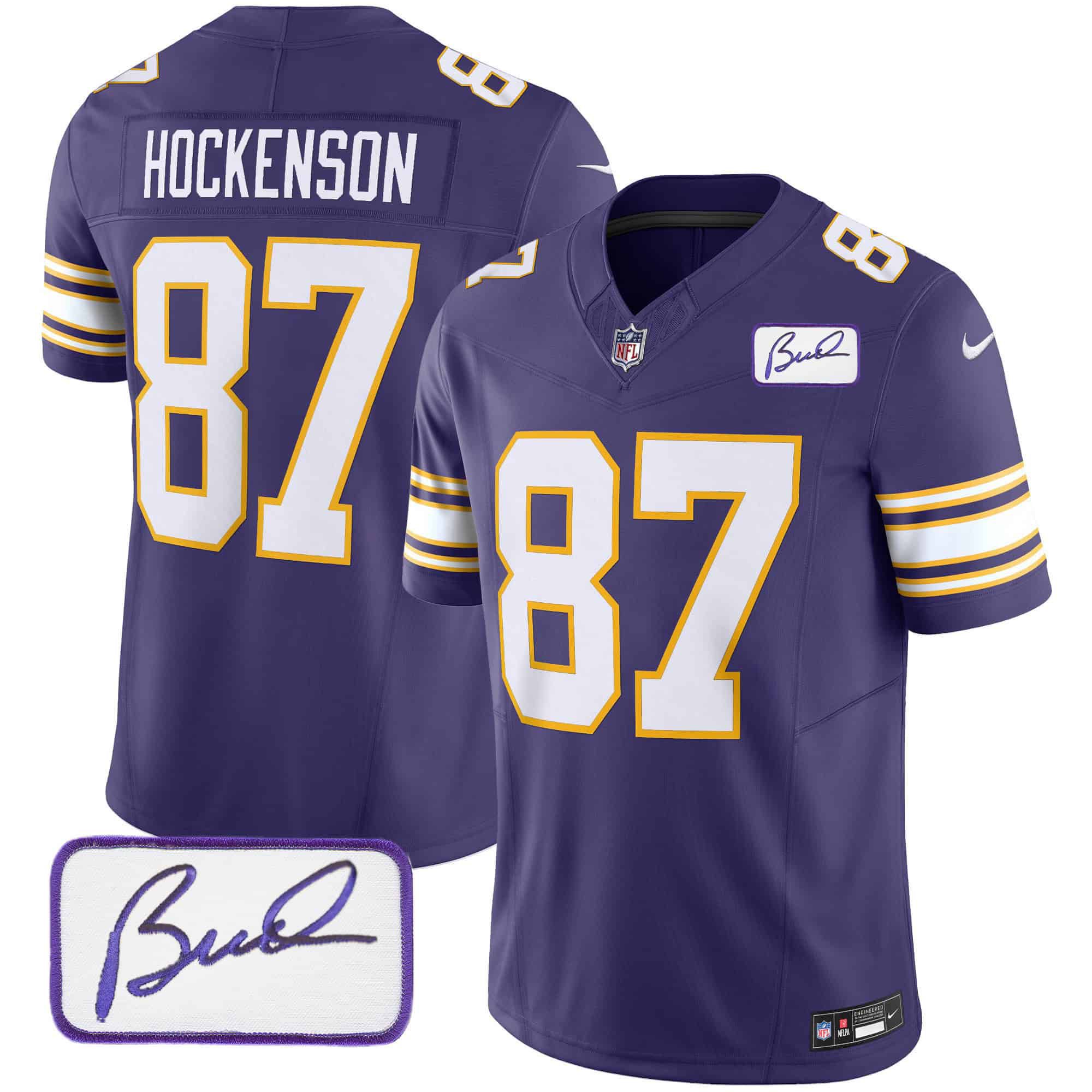 Men Minnesota Vikings #87 Hockenson Purple 2024 Nike Bud Grant Patch Classic Limited NFL Jersey style 1->indianapolis colts->NFL Jersey